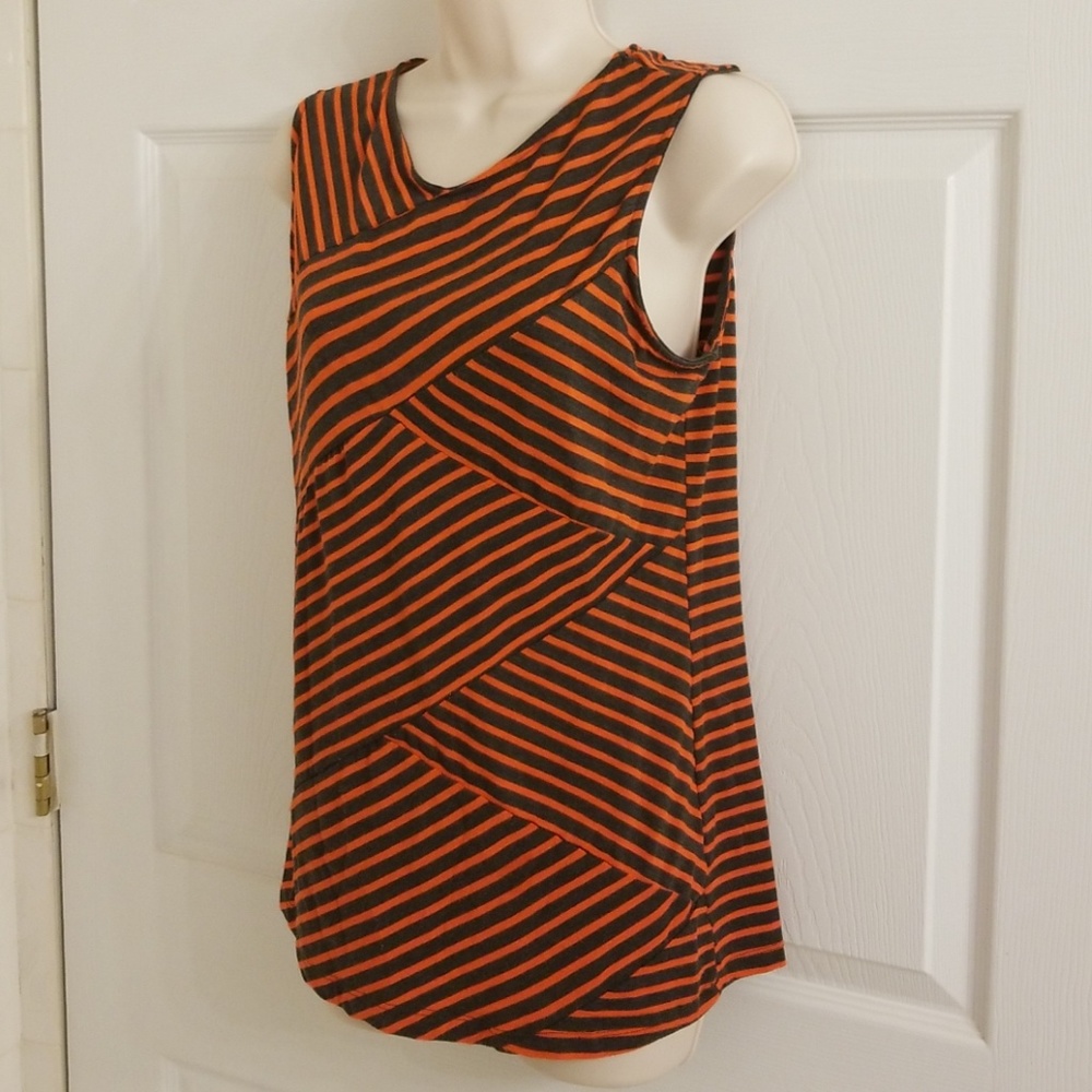 Striped tank top L Grey Red